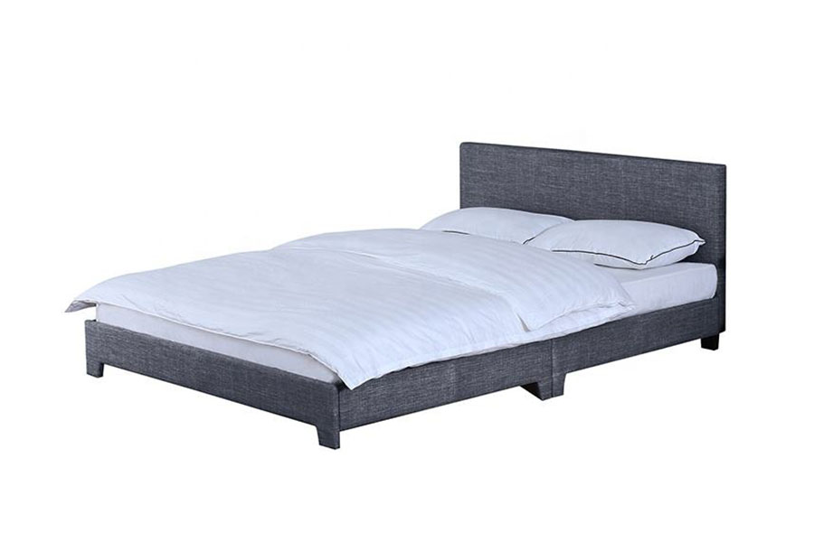 1142-2 Rangka Tempat Tidur Queen Kayu Kain Linen Gaya Amerika