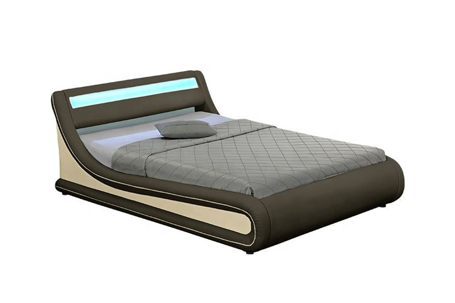 Rangka Tempat Tidur Berlapis Kulit PU LED Ottoman King 1138G
