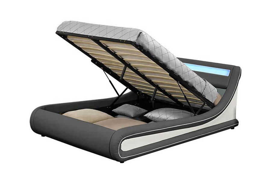 Rangka Tempat Tidur Berlapis Kulit PU LED Ottoman King 1138G