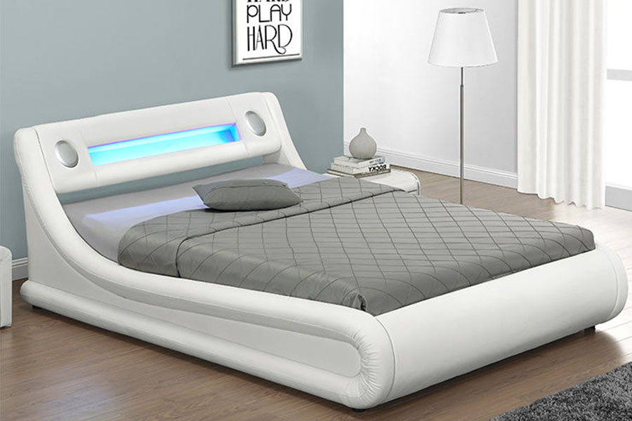Rangka Tempat Tidur Berlapis Kulit PU LED Ottoman King 1138G