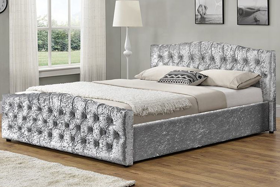 Tempat Tidur Penyimpanan Panel Lembut Ottoman Angkat Gas Kain Linen 1173G