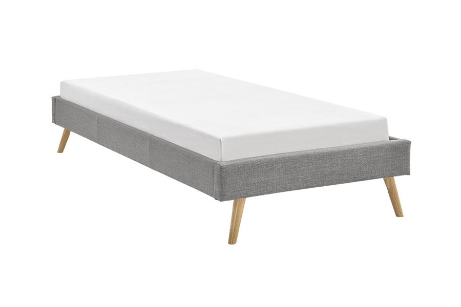 Tempat Tidur Kaki Kayu Linen Panel Kayu Lapis Skandinavia 1159C