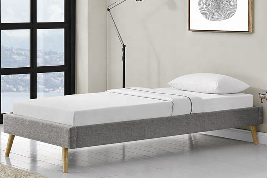 Tempat Tidur Kaki Kayu Linen Panel Kayu Lapis Skandinavia 1159C