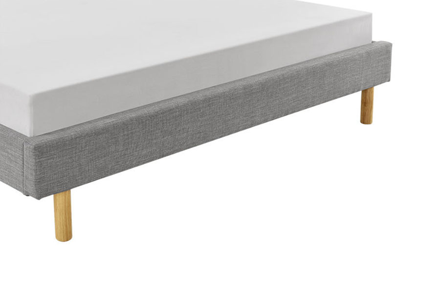 1159B Kain Linen Kaki Kayu Modern Tempat Tidur Single Berkualitas Tinggi