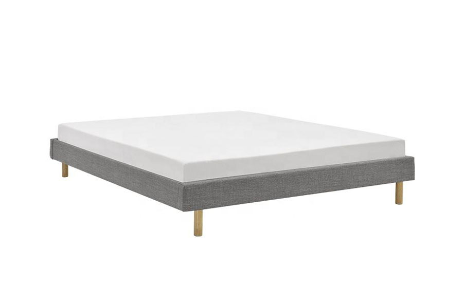 1159B Kain Linen Kaki Kayu Modern Tempat Tidur Single Berkualitas Tinggi