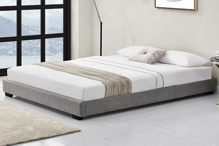 1159A Tempat Tidur Berlapis Rangka Kayu Solid Linen King Queen