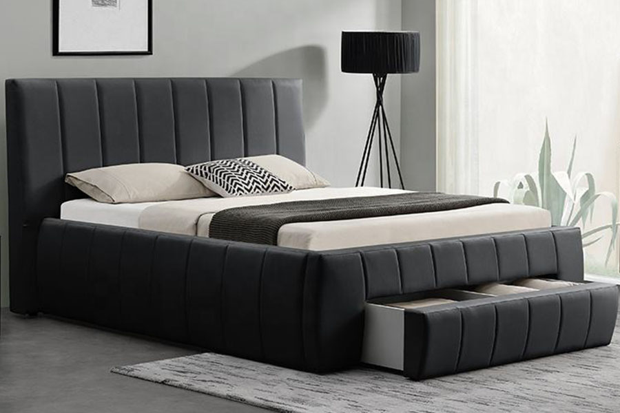 Rangka Tempat Tidur King Berlapis Laci Kulit PU Eropa 1238D