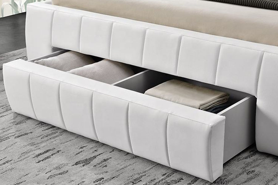 Rangka Tempat Tidur King Berlapis Laci Kulit PU Eropa 1238D