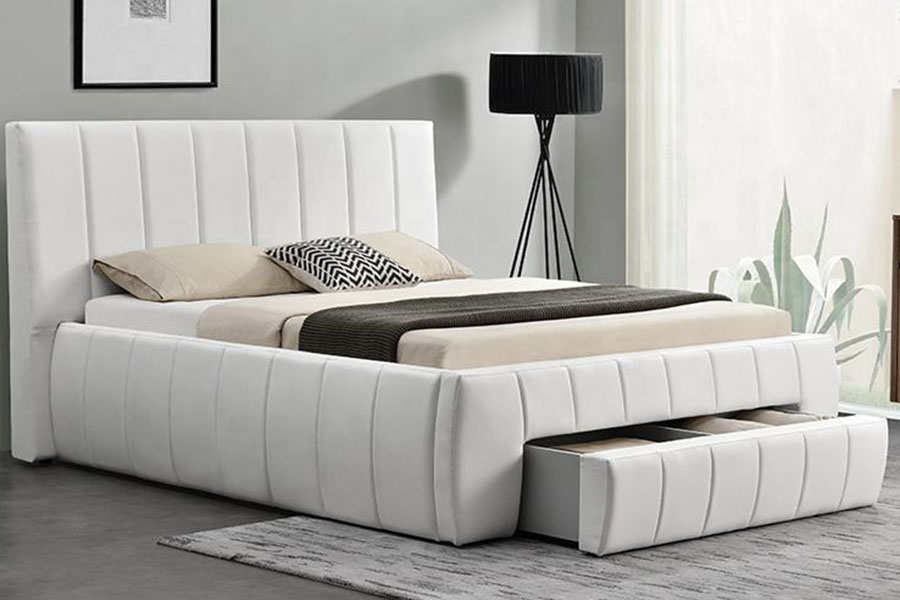 Rangka Tempat Tidur King Berlapis Laci Kulit PU Eropa 1238D