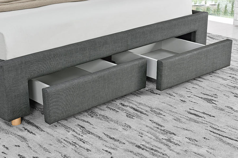 Rangka Tempat Tidur Penyimpanan Berlapis Kain Empat Laci Minimalis 1216D