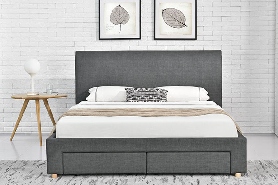 Rangka Tempat Tidur Penyimpanan Berlapis Kain Empat Laci Minimalis 1216D