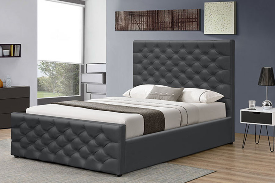 Rangka Tempat Tidur Penyimpanan Ottoman Chesterfield Chenille-Velvet Sleigh 1208G
