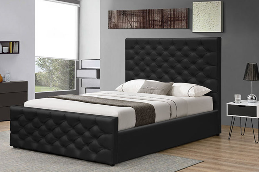 Rangka Tempat Tidur Penyimpanan Ottoman Chesterfield Chenille-Velvet Sleigh 1208G