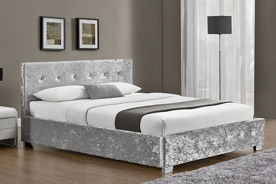 Rangka Tempat Tidur Penyimpanan Berlapis Kain Ottoman King 1191G