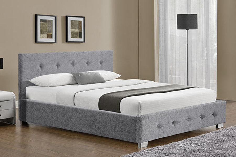 Rangka Tempat Tidur Penyimpanan Berlapis Kain Ottoman King 1191G