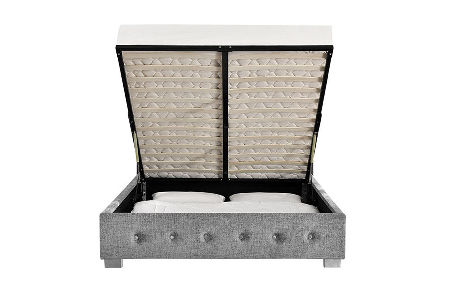 Rangka Tempat Tidur Penyimpanan Berlapis Kain Ottoman King 1191G