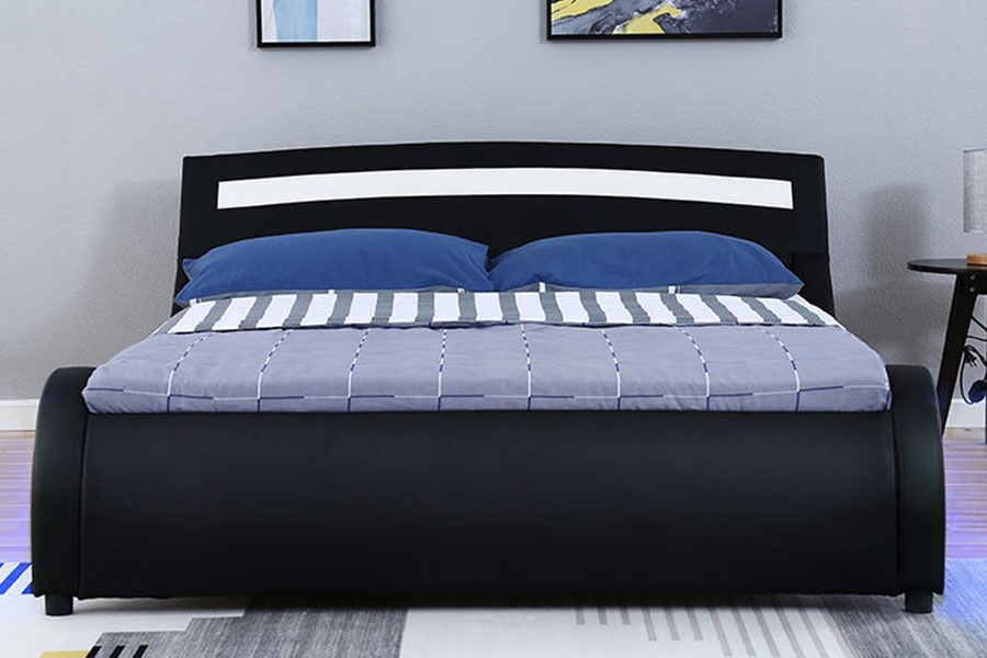 1188-1-2B Rangka Tempat Tidur Berlapis LED Kulit PU Modern