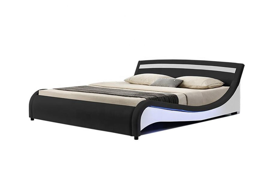 1188-1-2B Rangka Tempat Tidur Berlapis LED Kulit PU Modern