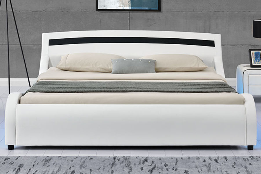1188-1-2B Rangka Tempat Tidur Berlapis LED Kulit PU Modern