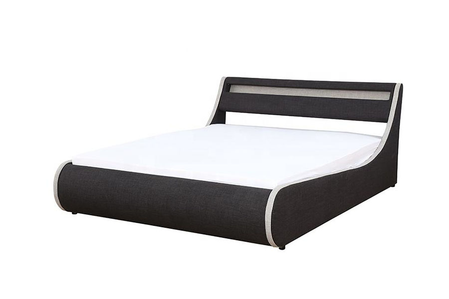 1408-1G Rangka Tempat Tidur Berlapis Penyimpanan Ottoman Rangka Kayu Lembut Kain Linen