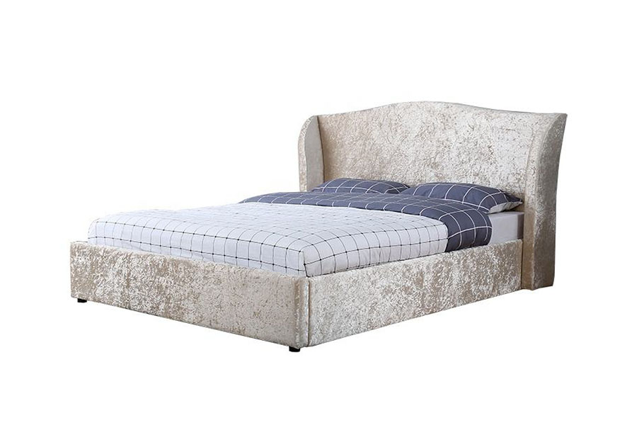 Rangka Tempat Tidur Penyimpanan Berlapis Ottoman dengan Lapisan Tiram Sampanye 1320G