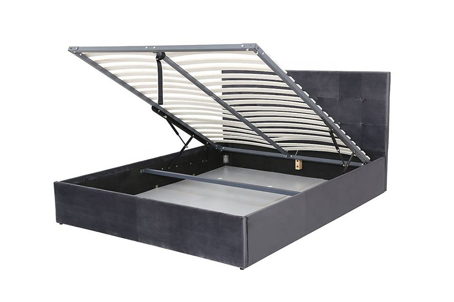 Rangka Tempat Tidur Berlapis Penyimpanan Kayu Pengangkat Gas Beludru Pengoperasian Fleksibel 1407G