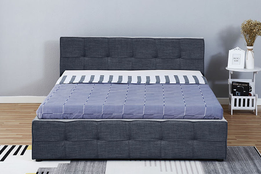 Rangka Tempat Tidur Penyimpanan Ottoman Berlapis Ratu Kain Headboard Panel 1295G