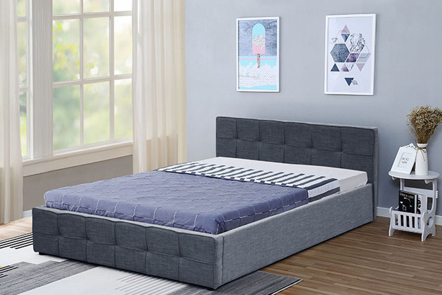 Rangka Tempat Tidur Penyimpanan Ottoman Berlapis Ratu Kain Headboard Panel 1295G