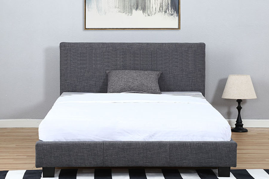 1334-1-2 Rangka Tempat Tidur Berlapis Ganda LED Kain Linen Elegan