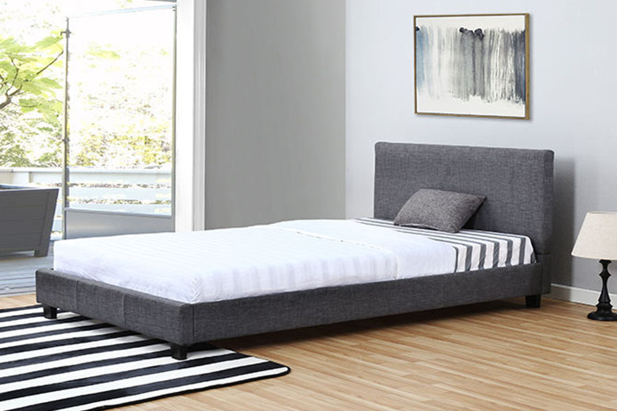 1334-1-2 Rangka Tempat Tidur Berlapis Ganda LED Kain Linen Elegan