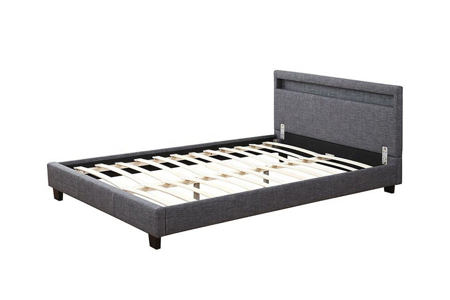 1334-1-2 Rangka Tempat Tidur Berlapis Ganda LED Kain Linen Elegan