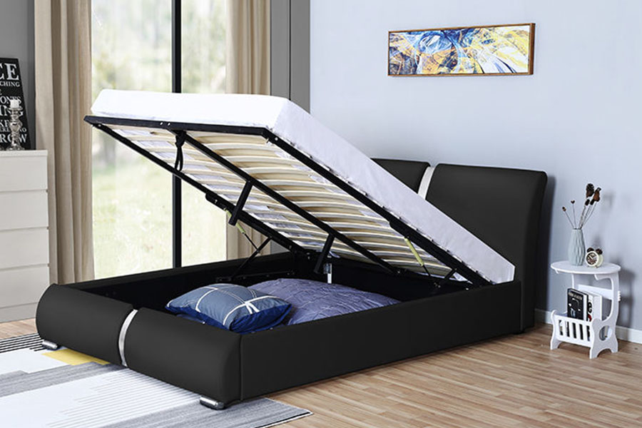 Rangka Tempat Tidur Berlapis Penyimpanan Kamar Tidur Ottoman Kulit Imitasi Multi Ukuran 1285G