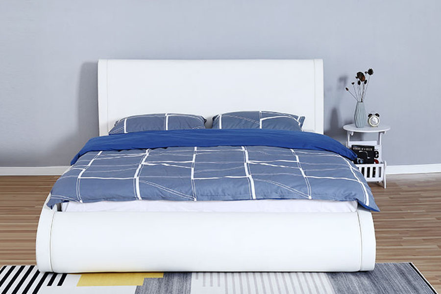 Rangka Tempat Tidur Penyimpanan Kamar Tidur Pengangkat Gas Kulit Imitasi Headboard Lembut 1280G