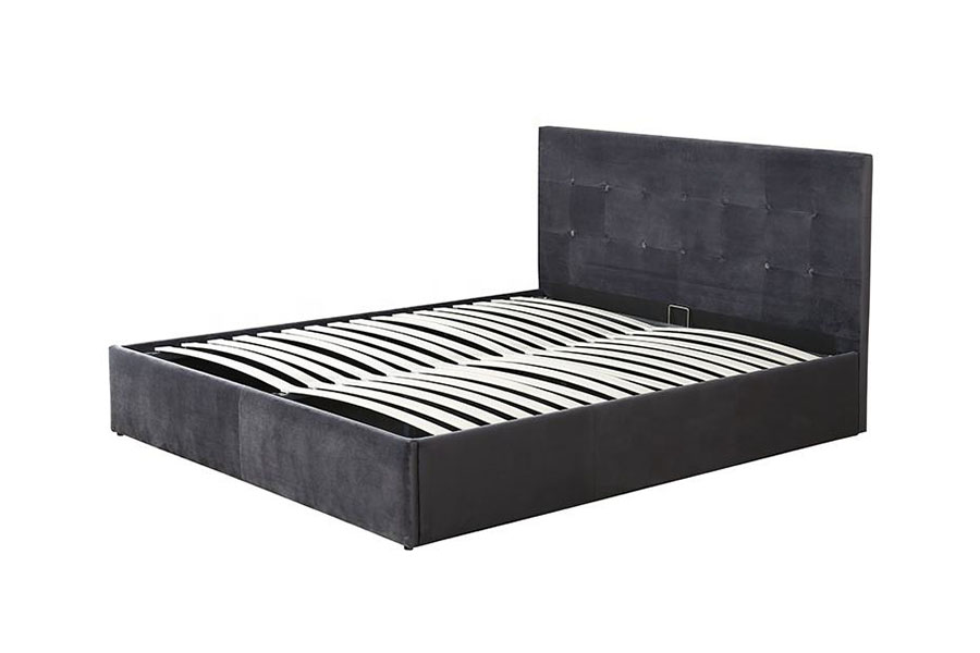 Rangka Tempat Tidur Queen Pengangkat Hidraulik Kulit Hemat Ruang Berumbai 1274G