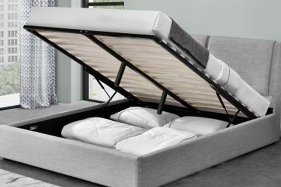 Rangka Tempat Tidur Berlapis Penyimpanan Angkat Gas Ottoman Linen Mewah 1256G