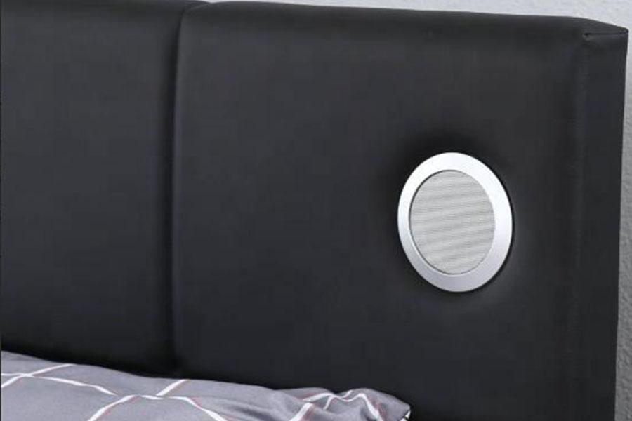 Rangka Tempat Tidur Penyimpanan Pengangkat Gas Speaker Musik LED Kulit PU 1239-1GS